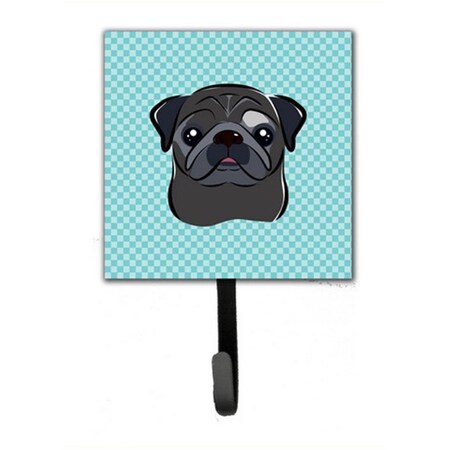 Jensendistributionservices Checkerboard Blue Black Pug Leash & Key Holder MI1718494